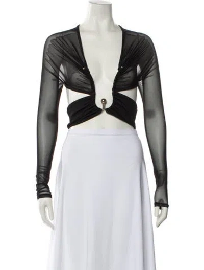 Pre-owned Christopher Esber V-neck Long Sleeve Crop Top In White