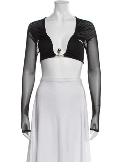 Pre-owned Christopher Esber V-neck Long Sleeve Crop Top In White