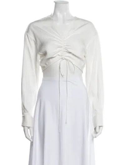 Pre-owned Christopher Esber V-neck Long Sleeve Crop Top In White