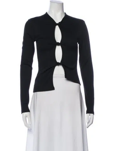 Pre-owned Christopher Esber V-neck Long Sleeve Top In Black