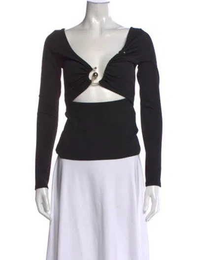 Pre-owned Christopher Esber V-neck Long Sleeve Top In Black