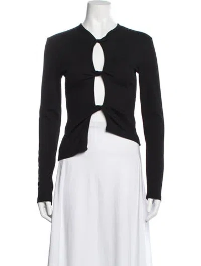 Pre-owned Christopher Esber V-neck Long Sleeve Top In Black