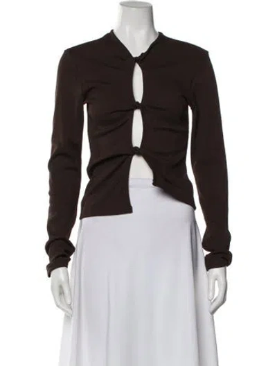 Pre-owned Christopher Esber V-neck Long Sleeve Top In Brown