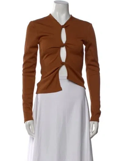 Pre-owned Christopher Esber V-neck Long Sleeve Top In Brown