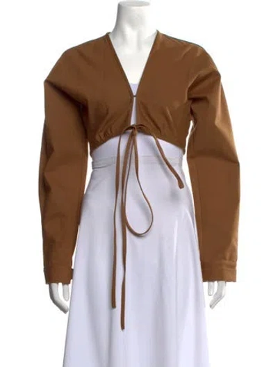 Pre-owned Christopher Esber V-neck Long Sleeve Top In Brown