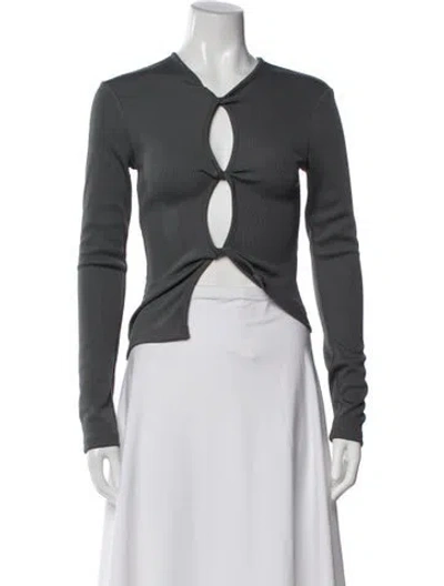 Pre-owned Christopher Esber V-neck Long Sleeve Top In Gray