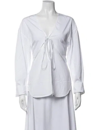 Pre-owned Christopher Esber V-neck Long Sleeve Top In White