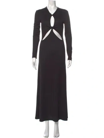 Pre-owned Christopher Esber V-neck Midi Length Dress In Black