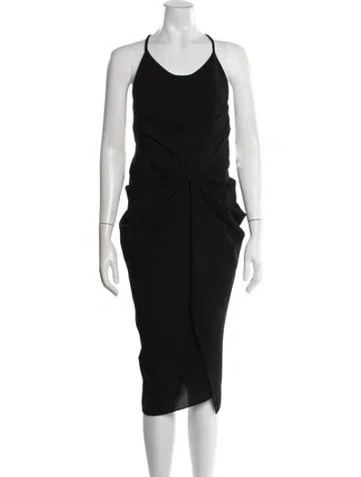 Pre-owned Christopher Esber V-neck Midi Length Dress In Black