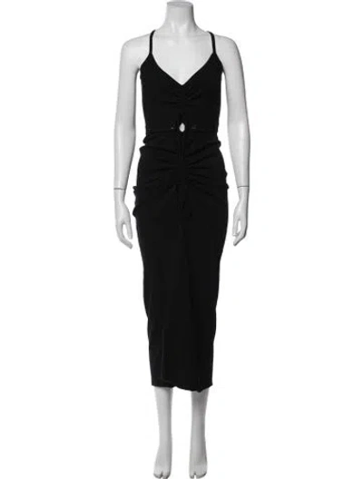 Pre-owned Christopher Esber V-neck Midi Length Dress In Black