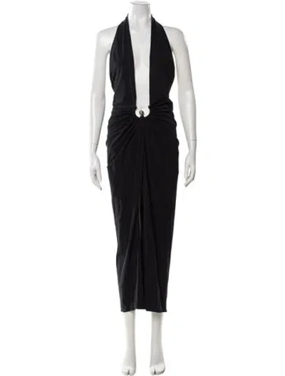 Pre-owned Christopher Esber V-neck Midi Length Dress In Gray