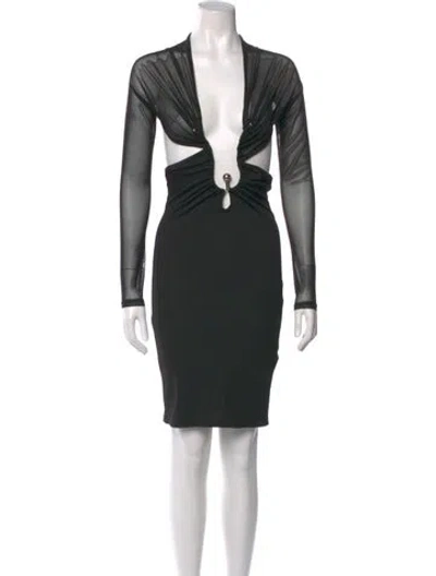 Pre-owned Christopher Esber V-neck Mini Dress In Black