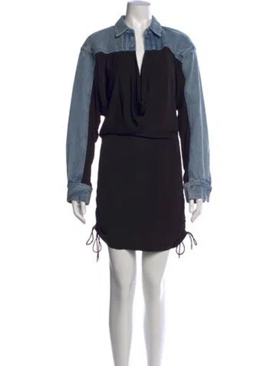 Pre-owned Christopher Esber V-neck Mini Dress In Black