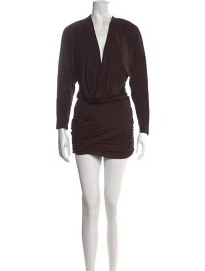 Pre-owned Christopher Esber V-neck Mini Dress In Brown