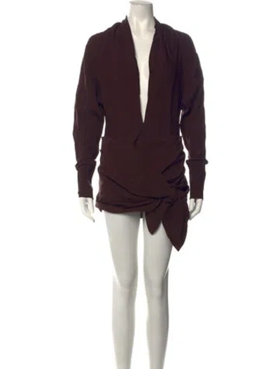 Pre-owned Christopher Esber V-neck Mini Dress In Brown