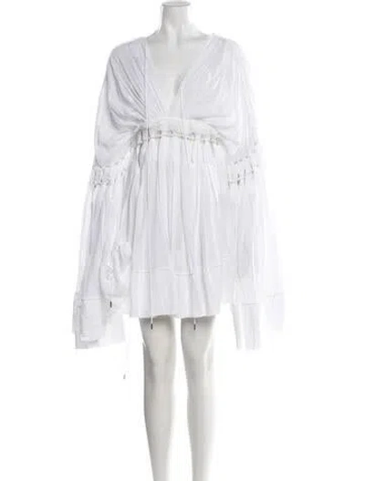 Pre-owned Christopher Esber V-neck Mini Dress In White