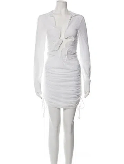 Pre-owned Christopher Esber V-neck Mini Dress In White