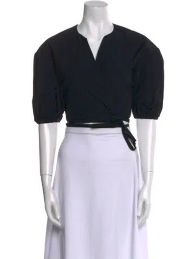 Pre-owned Christopher Esber V-neck Short Sleeve Crop Top In Black