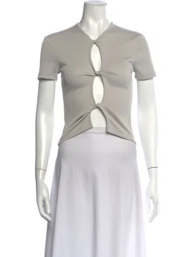 Pre-owned Christopher Esber V-neck Short Sleeve Crop Top In Grey