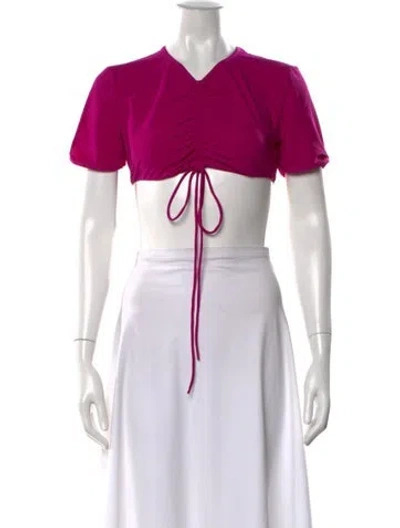 Pre-owned Christopher Esber V-neck Short Sleeve Crop Top In Purple