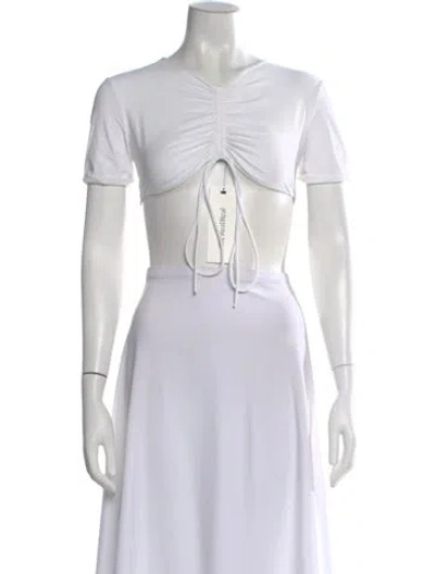 Pre-owned Christopher Esber V-neck Short Sleeve Crop Top In White