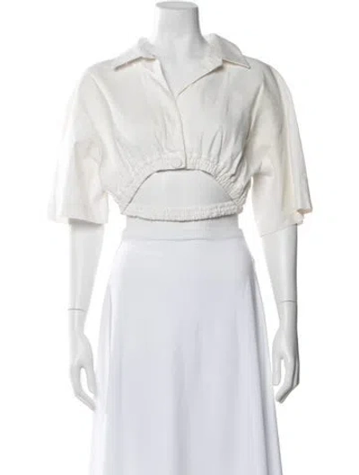 Pre-owned Christopher Esber V-neck Short Sleeve Crop Top In White
