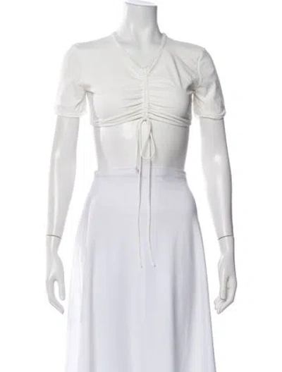Pre-owned Christopher Esber V-neck Short Sleeve Crop Top In White