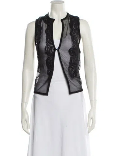 Pre-owned Christopher Esber V-neck Sleeveless Crop Top In Black