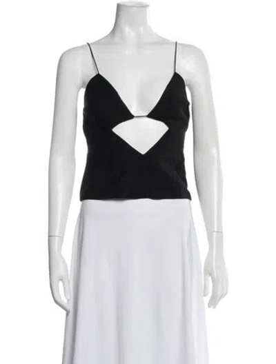 Pre-owned Christopher Esber V-neck Sleeveless Crop Top In Black