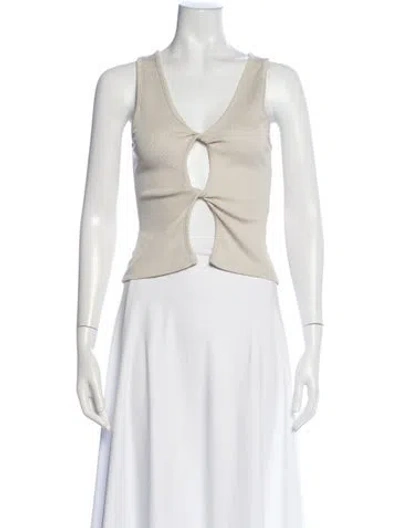 Pre-owned Christopher Esber V-neck Sleeveless Crop Top In Gray