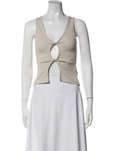 Pre-owned Christopher Esber V-neck Sleeveless Crop Top In Grey