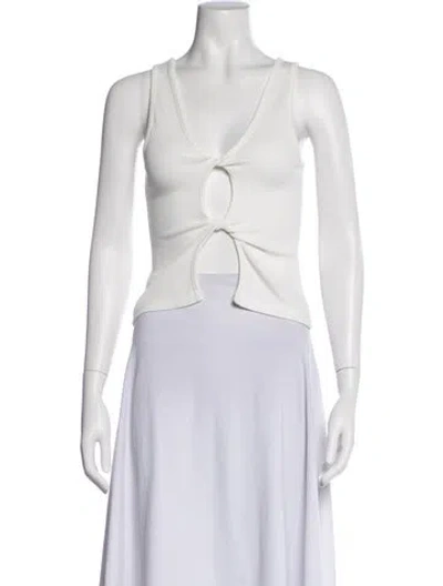 Pre-owned Christopher Esber V-neck Sleeveless Crop Top In Neutral