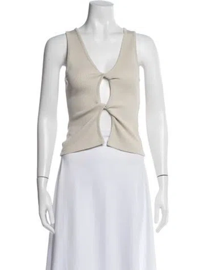 Pre-owned Christopher Esber V-neck Sleeveless Crop Top In Neutrals