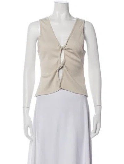 Pre-owned Christopher Esber V-neck Sleeveless Crop Top In Neutrals