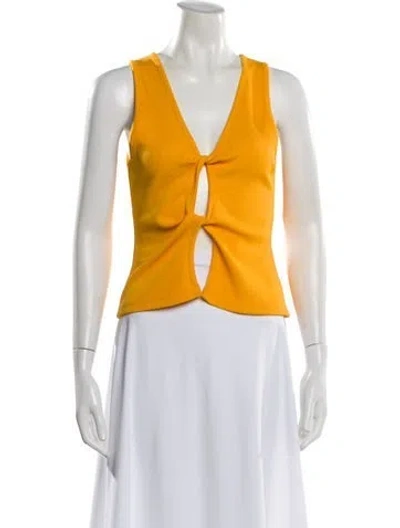 Pre-owned Christopher Esber V-neck Sleeveless Crop Top In Orange