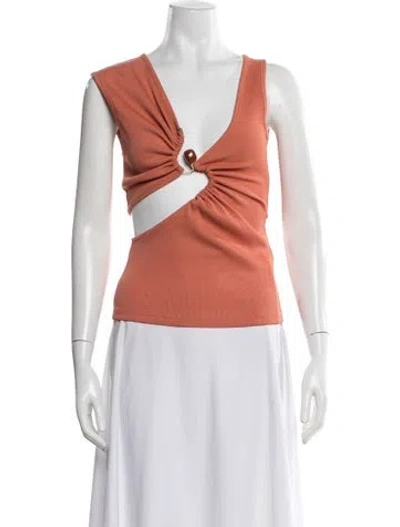 Pre-owned Christopher Esber V-neck Sleeveless Crop Top In Orange