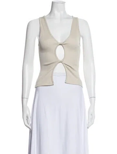 Pre-owned Christopher Esber V-neck Sleeveless Crop Top W/ Tags In White