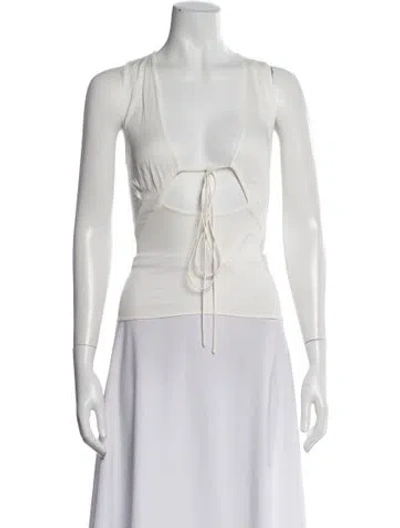 Pre-owned Christopher Esber V-neck Sleeveless Crop Top In White