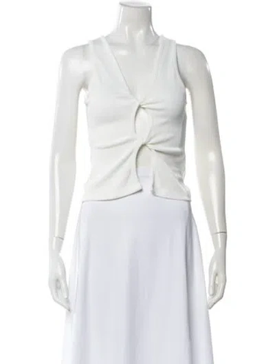 Pre-owned Christopher Esber V-neck Sleeveless Crop Top In White