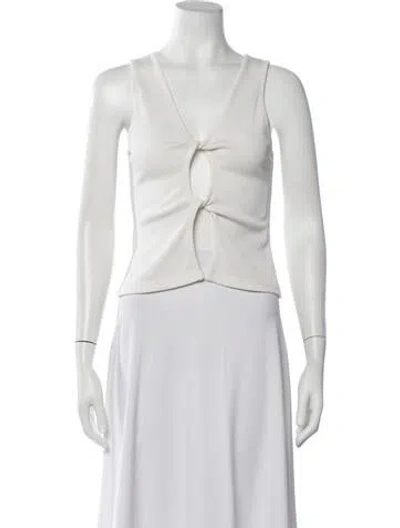 Pre-owned Christopher Esber V-neck Sleeveless Crop Top In White