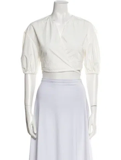 Pre-owned Christopher Esber V-neck Three-quarter Sleeve Crop Top In Neutral