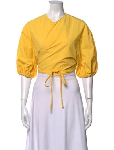 Pre-owned Christopher Esber V-neck Three-quarter Sleeve Top In Yellow
