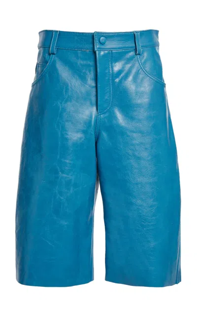 Christopher Esber Washed Leather Shorts In Blue