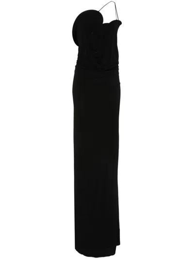 Christopher Esber Drapiertes Abendkleid Mit Wellenspule In Schwarz