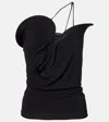 Christopher Esber Wave Coil Sculpted One-shoulder Top In Black
