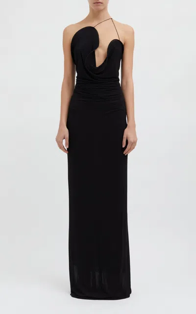 Christopher Esber Wave Coil Sculpted Maxi Dress In Black