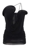 Christopher Esber Wave Coil Sculpted One-shoulder Top In 黑色