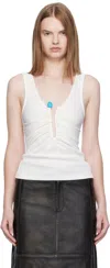 Christopher Esber Crystal Pin Embellished Jersey Tank Top In White