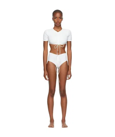 Christopher Esber White Frilly Bikini In Brown