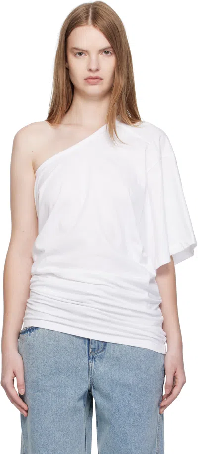 Christopher Esber White One Shoulder Draped T-shirt
